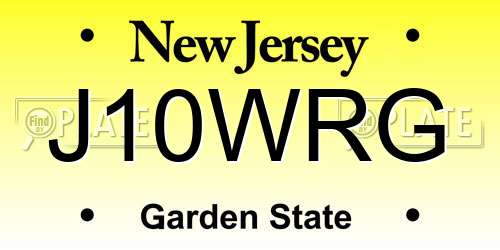 J10WRG New Jersey License Plate
