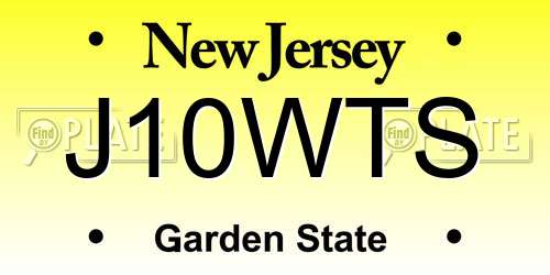 J10WTS New Jersey License Plate