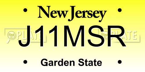 J11MSR New Jersey License Plate