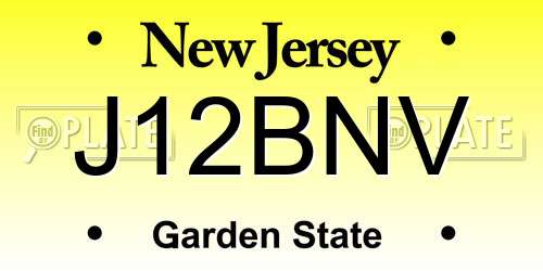 J12BNV New Jersey License Plate