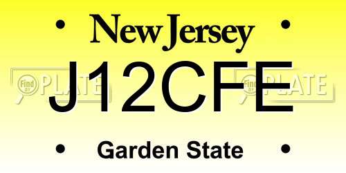 J12CFE New Jersey License Plate