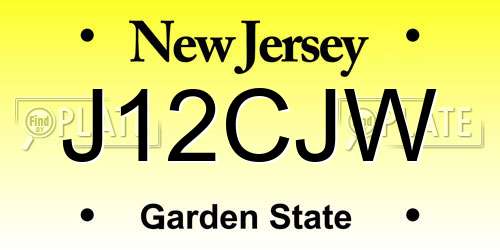 J12CJW New Jersey License Plate