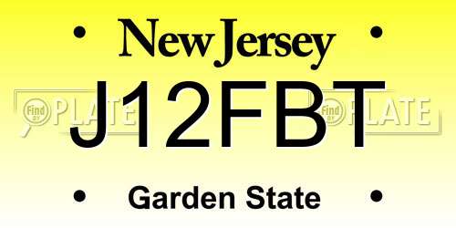 J12FBT New Jersey License Plate