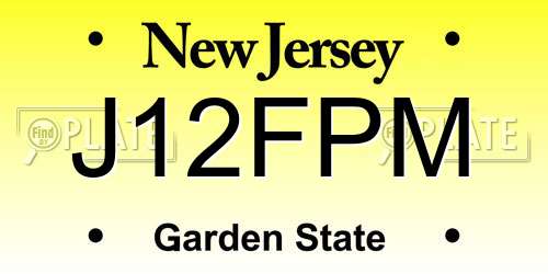 J12FPM New Jersey License Plate