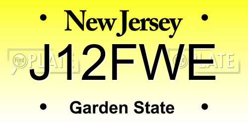 J12FWE New Jersey License Plate