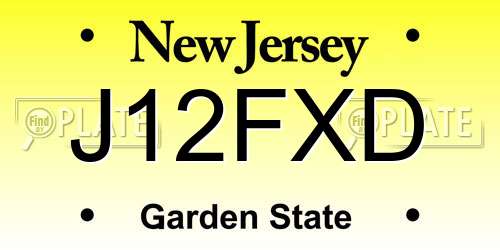 J12FXD New Jersey License Plate