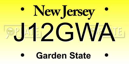 J12GWA New Jersey License Plate