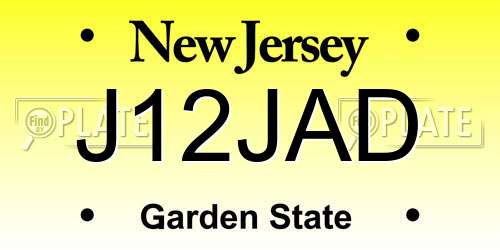 J12JAD New Jersey License Plate