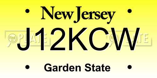 J12KCW New Jersey License Plate