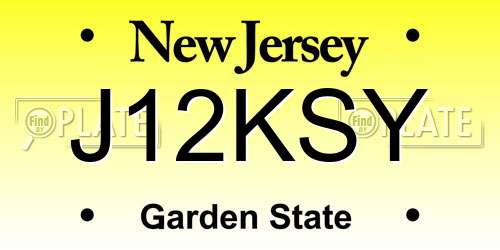 J12KSY New Jersey License Plate