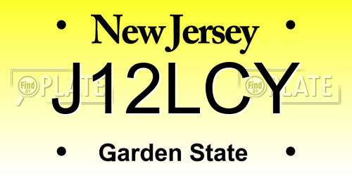 J12LCY New Jersey License Plate