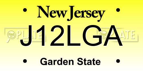 J12LGA New Jersey License Plate