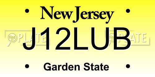 J12LUB New Jersey License Plate