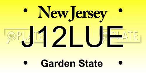 J12LUE New Jersey License Plate