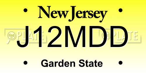 J12MDD New Jersey License Plate