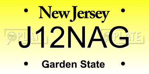 J12NAG New Jersey License Plate