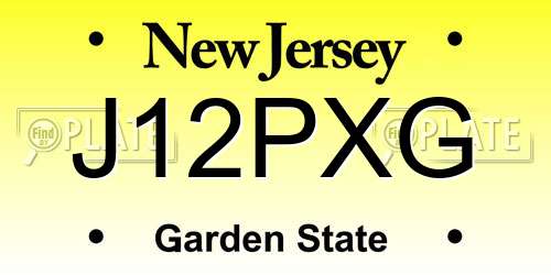 J12PXG New Jersey License Plate