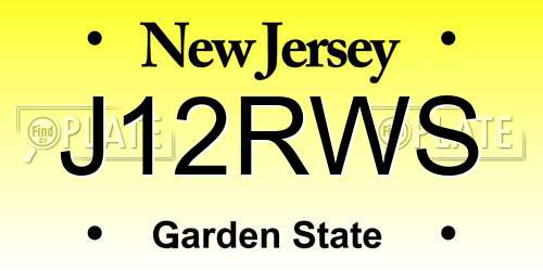 J12RWS New Jersey License Plate