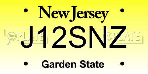 J12SNZ New Jersey License Plate
