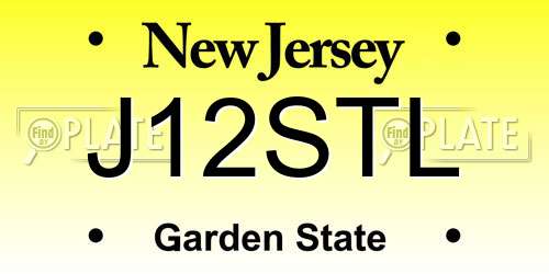 J12STL New Jersey License Plate