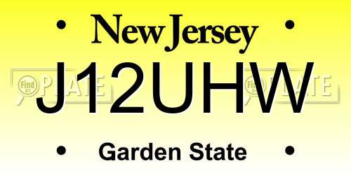 J12UHW New Jersey License Plate