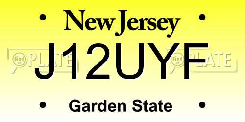 J12UYF New Jersey License Plate
