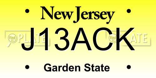 J13ACK New Jersey License Plate