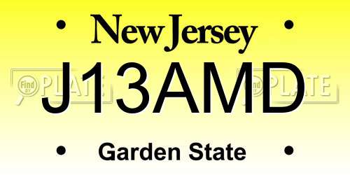 J13AMD New Jersey License Plate