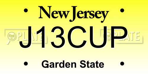 J13CUP New Jersey License Plate