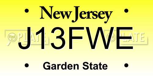 J13FWE New Jersey License Plate