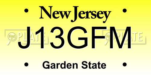 J13GFM New Jersey License Plate