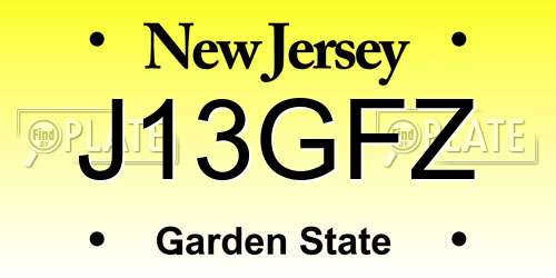 J13GFZ New Jersey License Plate