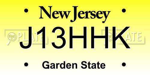 J13HHK New Jersey License Plate