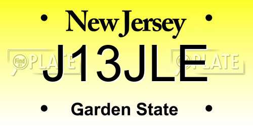 J13JLE New Jersey License Plate