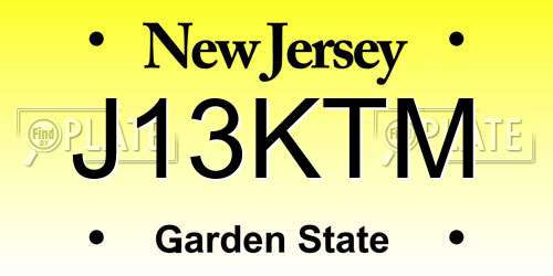 J13KTM New Jersey License Plate