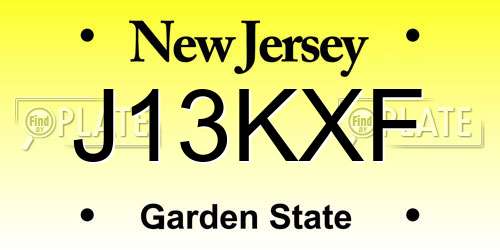 J13KXF New Jersey License Plate