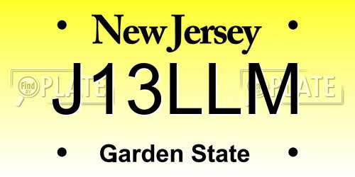 J13LLM New Jersey License Plate
