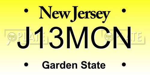 J13MCN New Jersey License Plate