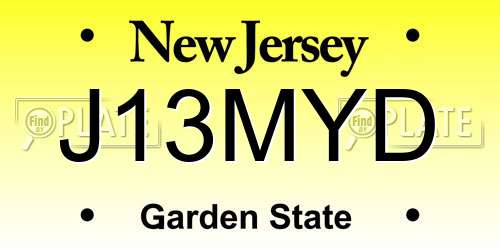 J13MYD New Jersey License Plate