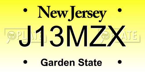 J13MZX New Jersey License Plate