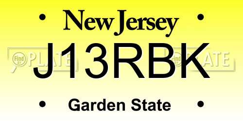 J13RBK New Jersey License Plate