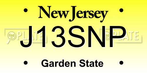 J13SNP New Jersey License Plate