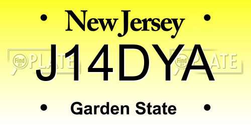 J14DYA New Jersey License Plate