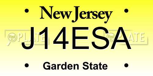 J14ESA New Jersey License Plate