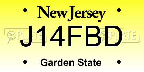 J14FBD New Jersey License Plate