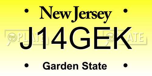 J14GEK New Jersey License Plate