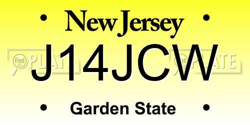 J14JCW New Jersey License Plate