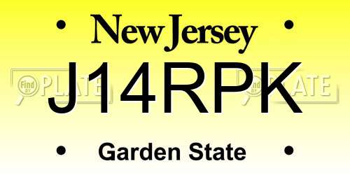 J14RPK New Jersey License Plate