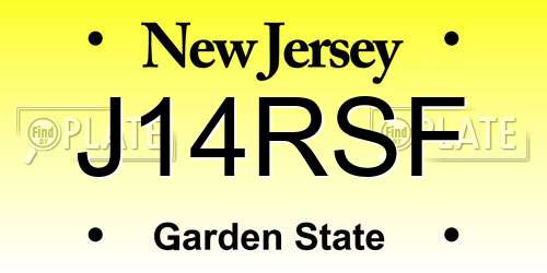 J14RSF New Jersey License Plate