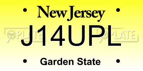 J14UPL New Jersey License Plate